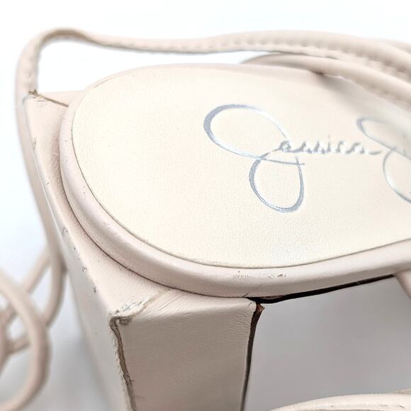Jessica Simpson Maena Ankle Wrap Heeled Sandals Women's Ivory Size US8.5M EU39 - Picture 13 of 15